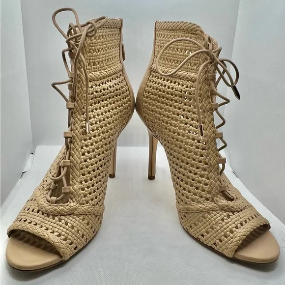 Size 8, 3-inch Heel, Mid-Calf, Sandal Boots, Cream Color - Picture 4 of 4